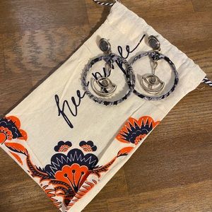 Free People Silver Plated Chambray Hoop Earrings